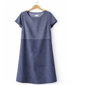 Bridge & Burn Navy White Polka Dot Cotton Shift Dress Lined Casual Size S